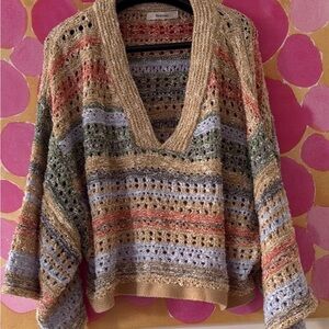 Pre-loved Lalavon Colorful V-Neck Sweater with Stripes